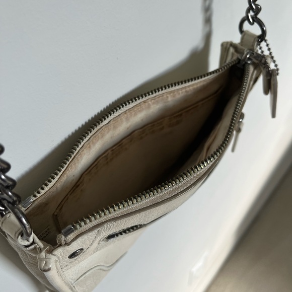 Coach Mickie Leather White Crossbody Chain Mini Purse Small Handbag Off White - Picture 13 of 13